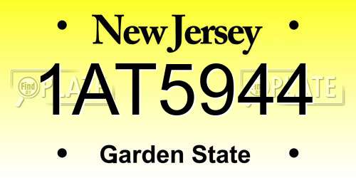 1AT5944 New Jersey License Plate