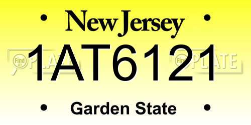 1AT6121 New Jersey License Plate