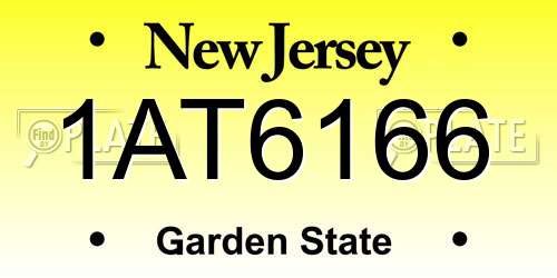 1AT6166 New Jersey License Plate