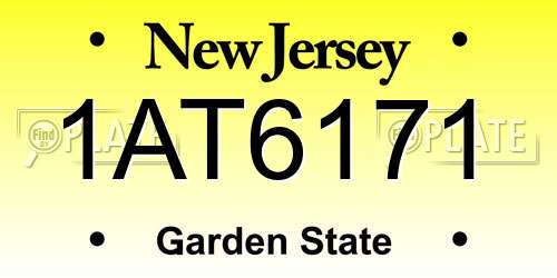 1AT6171 New Jersey License Plate