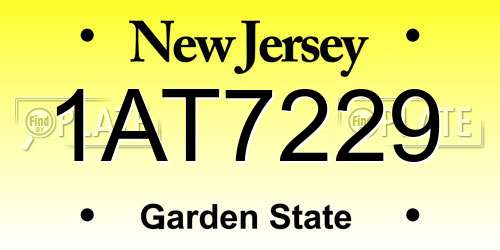 1AT7229 New Jersey License Plate