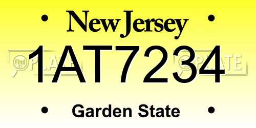 1AT7234 New Jersey License Plate