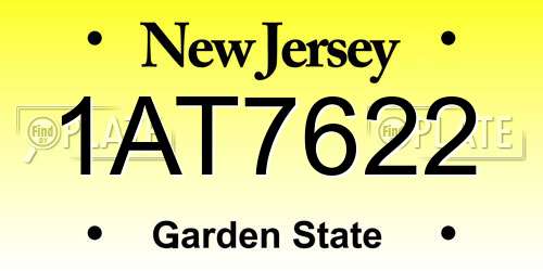 1AT7622 New Jersey License Plate