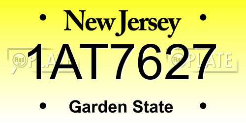 1AT7627 New Jersey License Plate