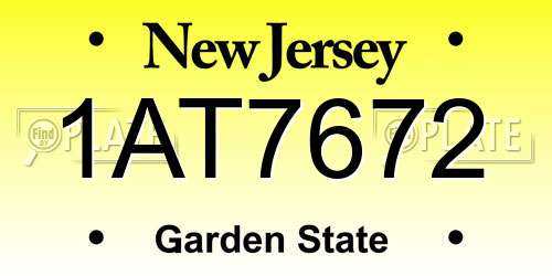 1AT7672 New Jersey License Plate