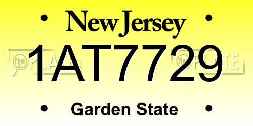 1AT7729 New Jersey License Plate