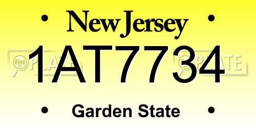 1AT7734 New Jersey License Plate
