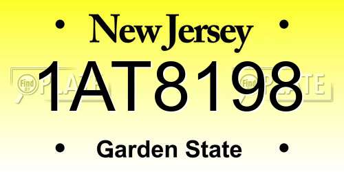 1AT8198 New Jersey License Plate