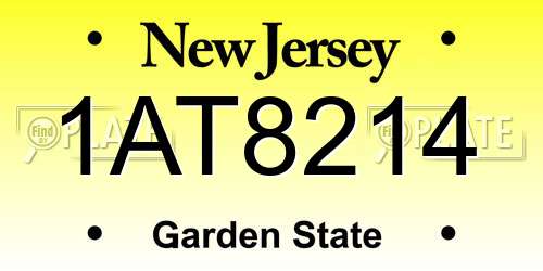 1AT8214 New Jersey License Plate