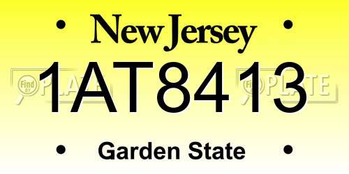 1AT8413 New Jersey License Plate