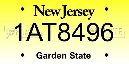 1AT8496 New Jersey License Plate