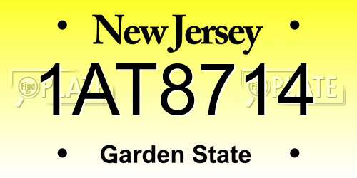 1AT8714 New Jersey License Plate
