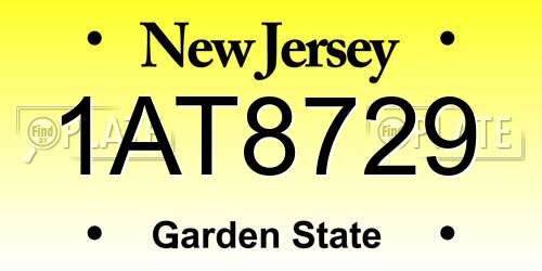 1AT8729 New Jersey License Plate