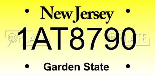 1AT8790 New Jersey License Plate