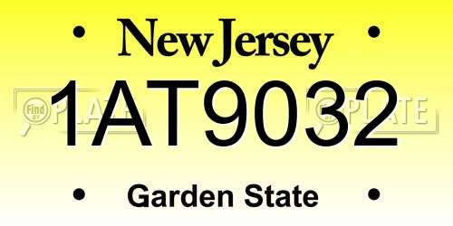 1AT9032 New Jersey License Plate