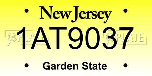 1AT9037 New Jersey License Plate