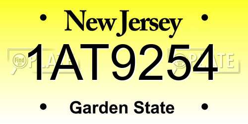 1AT9254 New Jersey License Plate