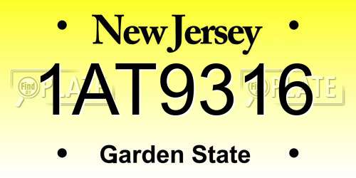 1AT9316 New Jersey License Plate