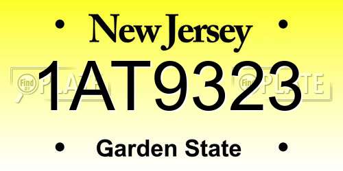 1AT9323 New Jersey License Plate