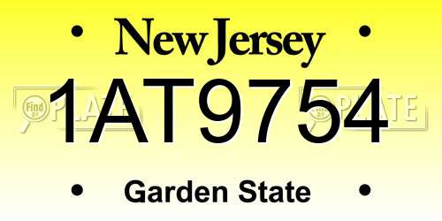 1AT9754 New Jersey License Plate