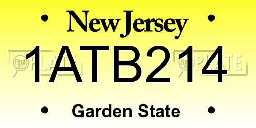 1ATB214 New Jersey License Plate