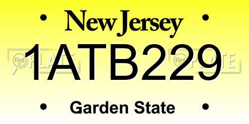 1ATB229 New Jersey License Plate