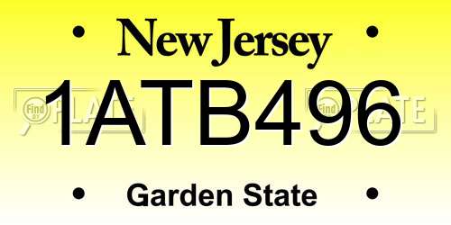 1ATB496 New Jersey License Plate