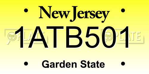 1ATB501 New Jersey License Plate