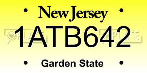 1ATB642 New Jersey License Plate