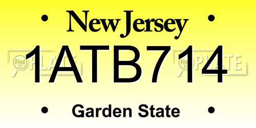 1ATB714 New Jersey License Plate