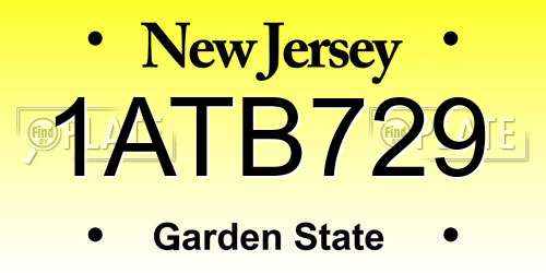 1ATB729 New Jersey License Plate