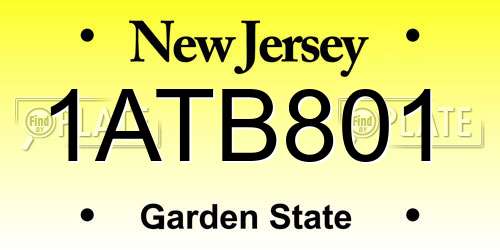 1ATB801 New Jersey License Plate