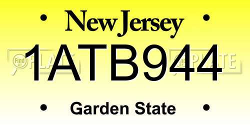 1ATB944 New Jersey License Plate