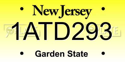 1ATD293 New Jersey License Plate