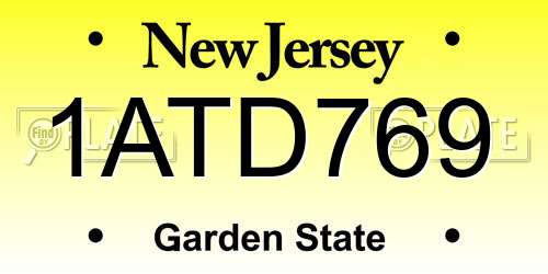 1ATD769 New Jersey License Plate