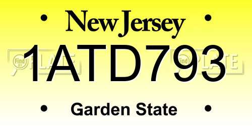 1ATD793 New Jersey License Plate