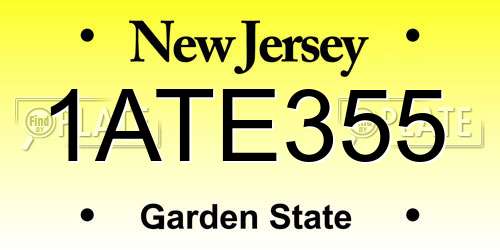 1ATE355 New Jersey License Plate