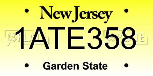 1ATE358 New Jersey License Plate