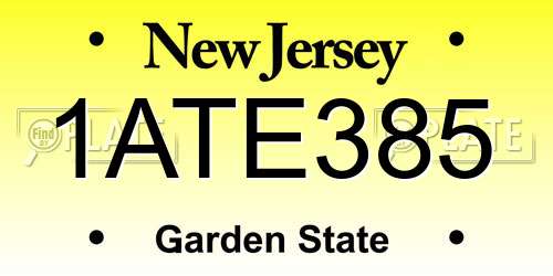1ATE385 New Jersey License Plate