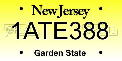1ATE388 New Jersey License Plate