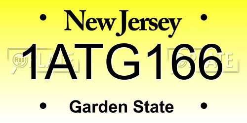 1ATG166 New Jersey License Plate