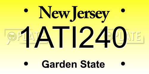 1ATI240 New Jersey License Plate