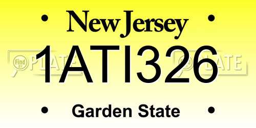 1ATI326 New Jersey License Plate