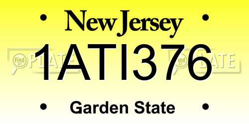 1ATI376 New Jersey License Plate
