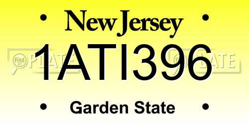 1ATI396 New Jersey License Plate