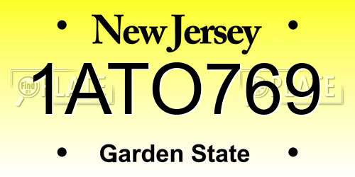1ATO769 New Jersey License Plate