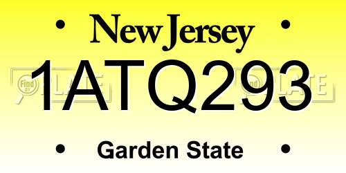 1ATQ293 New Jersey License Plate