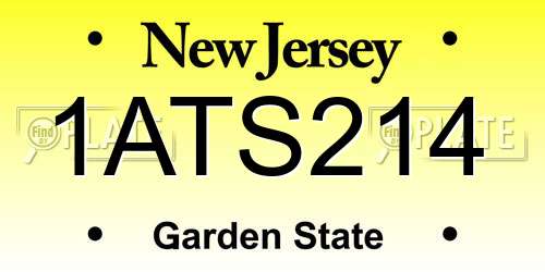 1ATS214 New Jersey License Plate