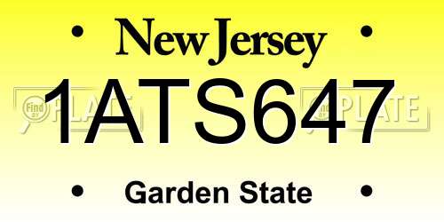 1ATS647 New Jersey License Plate