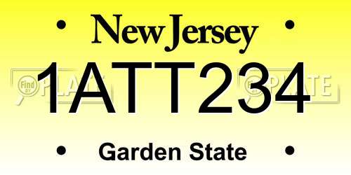 1ATT234 New Jersey License Plate